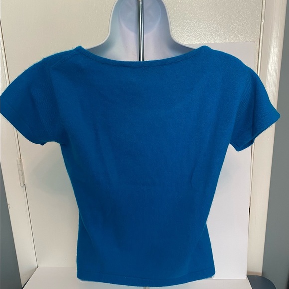 Mount Cashmere Scoop Neck Sweater Blue 100% Pure Cashmere from Mongolia Sz S NWT - Picture 4 of 7